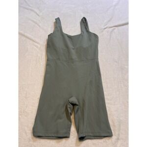 Women's Gap Fit Studio Fitted Short Bodysuit Green Small Gym